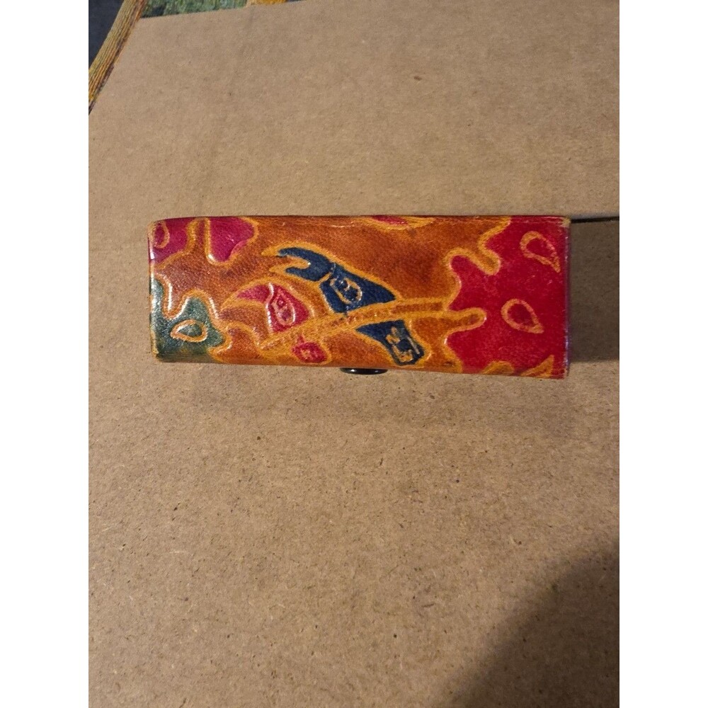 Vintage Leather Toucan Lipstick Holder W Mirror Made In India